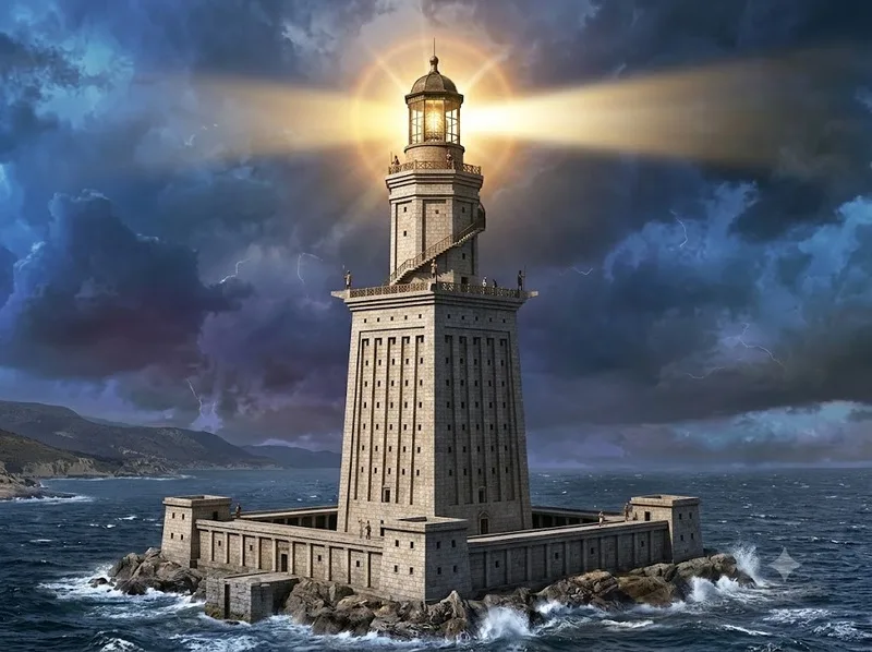 Hải đăng Alexandria từng là biểu tượng dẫn đường cho tàu thuyền và là công trình kỹ thuật nổi bật trong 7 kỳ quan thế giới cổ đại.