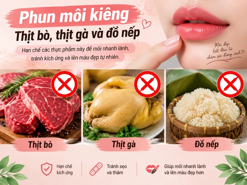 Một số thực phẩm thường được khuyến nghị hạn chế trong giai đoạn môi đang bong.
